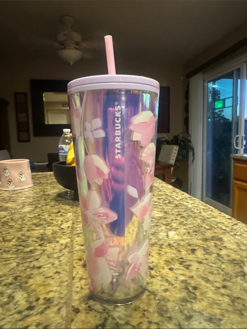 Starbucks Pink Floral Iridescent Tumbler with Straw